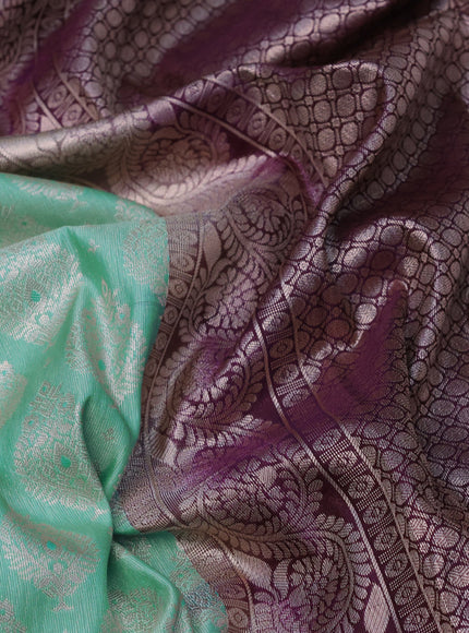 Bangalori silk saree teal shade and wine shade with allover zari woven brocade weaves and long zari woven border