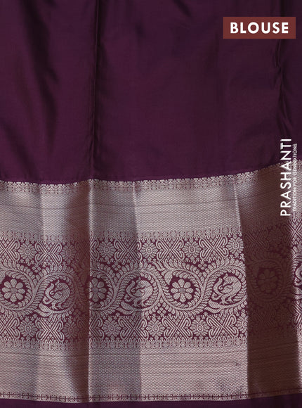 Bangalori silk saree teal shade and wine shade with allover zari woven brocade weaves and long zari woven border