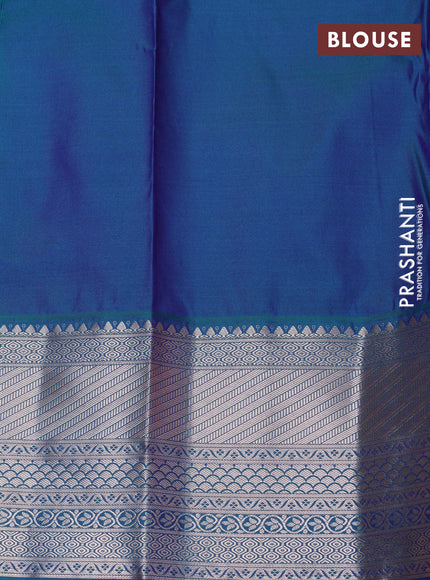 Bangalori silk saree light pink and teal green with allover silver zari woven brocade weaves and zari woven border