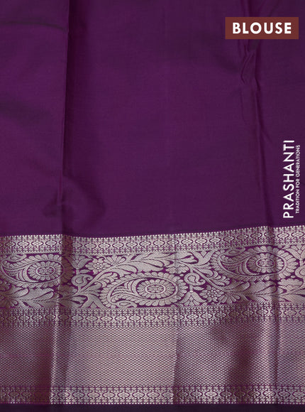 Bangalori silk saree teal green shade and dark purple with allover zari woven brocade weaves and rich zari woven border