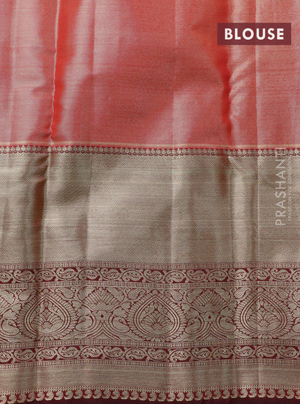 Bangalori tissue silk saree mustard yellow and maroon with allover zari woven brocade weaves and long zari woven border