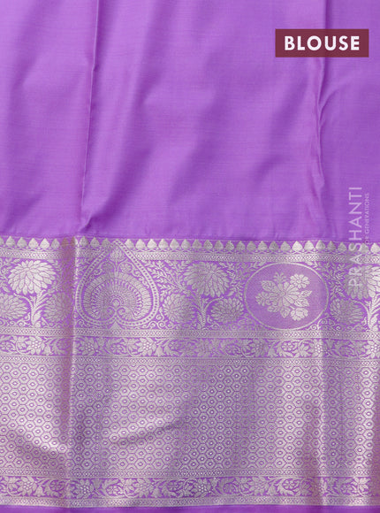 Bangalori silk saree deep violet and lavender with allover silver zari woven brocade weaves and long zari woven border