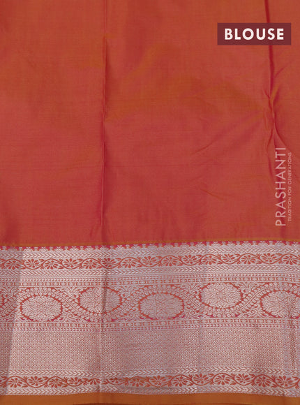 Bangalori silk saree light green and dual shade of yellowish pink with allover zari woven brocade weaves and zari woven border