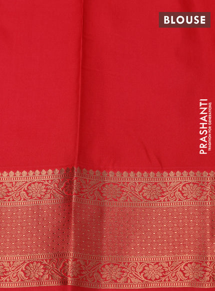 Bangalori silk saree light blue and red with allover zari woven brocade weaves and rich zari woven border