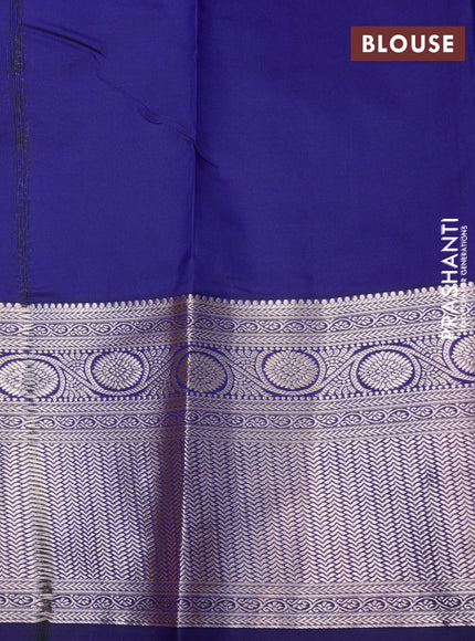 Bangalori silk saree teal blue shade and dark blue with allover zari woven brocade weaves and long zari woven border