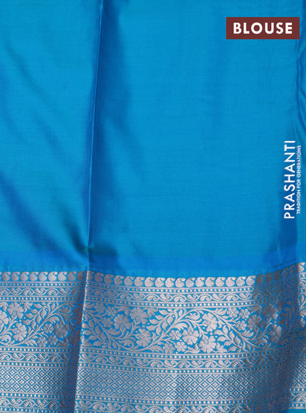 Bangalori silk saree pink and dual shade of teal green with allover zari weaves and zari woven border