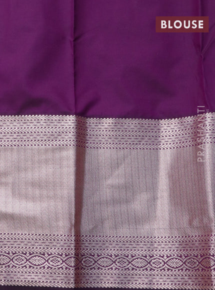 Bangalori silk saree teal shade and dark purple with allover zari woven brocade weaves and long zari woven border