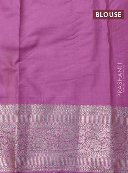 Bangalori silk saree teal green shade and mauve pink with allover zari woven brocade weaves and zari woven border