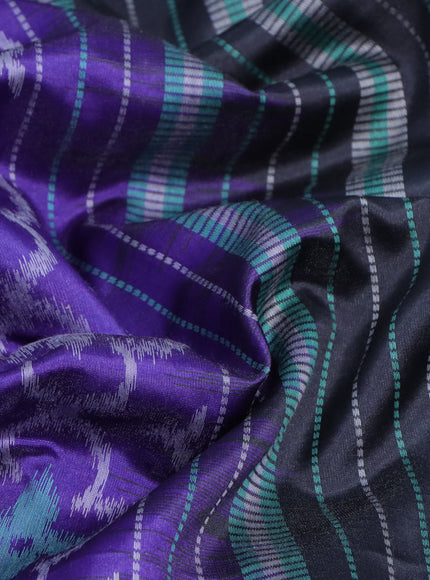 Sambalpuri semi silk saree violet and black with allover ikat weaves and thread woven border