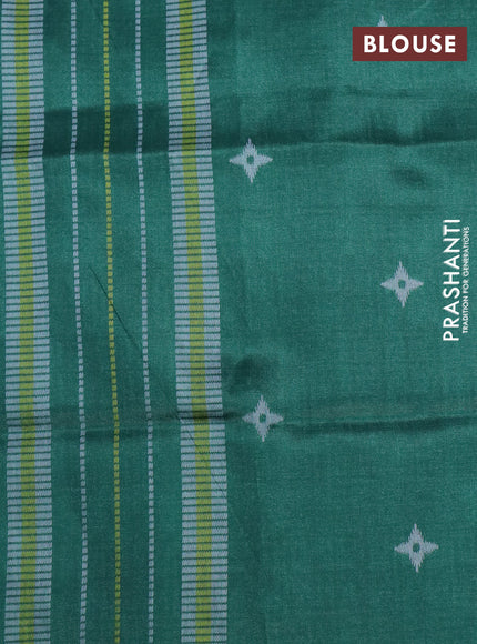 Sambalpuri semi silk saree maroon and green with allover ikat weaves and thread woven border