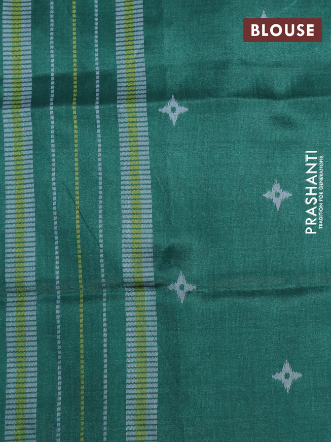 Sambalpuri semi silk saree maroon and green with allover ikat weaves and thread woven border