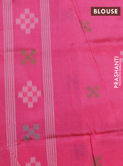 Sambalpuri semi silk saree grey and candy pink with allover ikat weaves and thread woven border