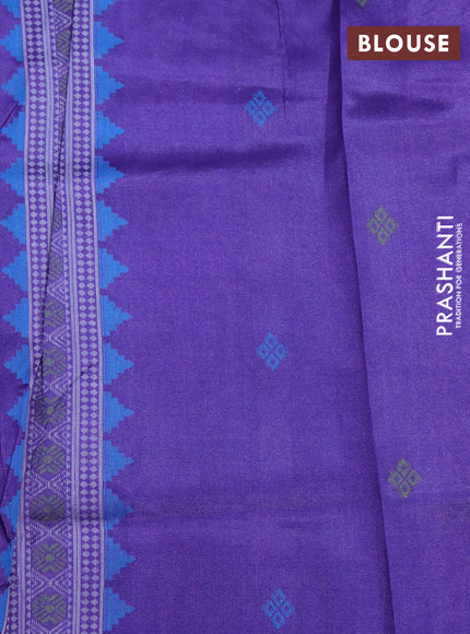 Sambalpuri semi silk saree mustard yellow and violet shade with ikat butta weaves and thread woven border