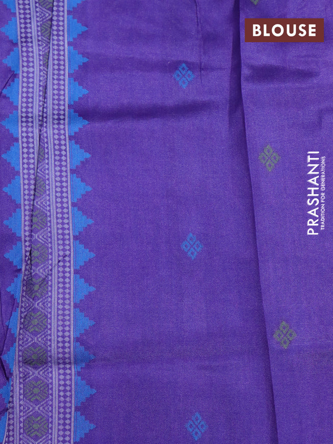 Sambalpuri semi silk saree mustard yellow and violet shade with ikat butta weaves and thread woven border