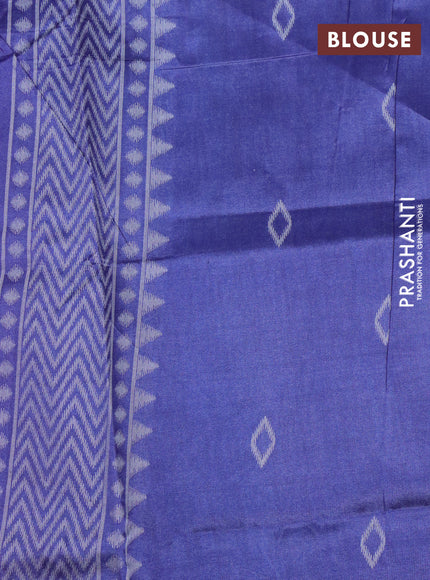 Sambalpuri semi silk saree candy pink and blue shade with allover ikat weaves and thread woven border