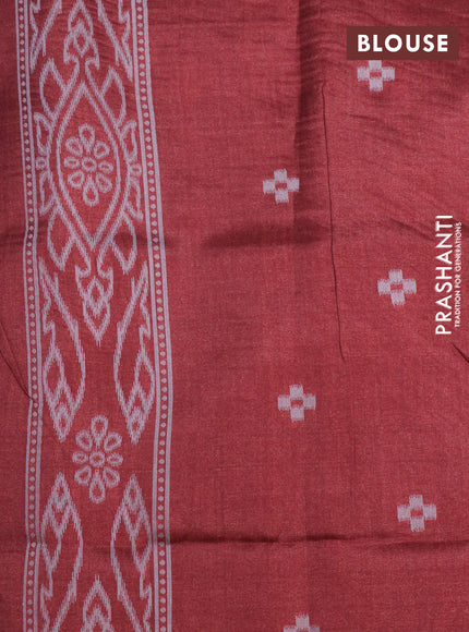 Sambalpuri semi silk saree teal green and deep maroon with allover ikat weaves and thread woven border