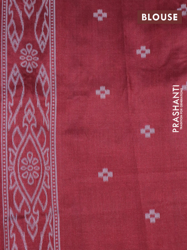 Sambalpuri semi silk saree black and maroon with allover ikat weaves and thread woven border