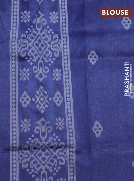 Sambalpuri semi silk saree peacock blue and navy blue with allover ikat weaves and thread woven border