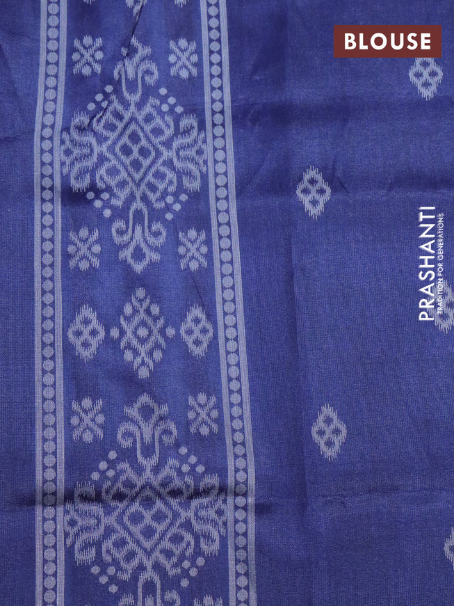 Sambalpuri semi silk saree peacock blue and navy blue with allover ikat weaves and thread woven border