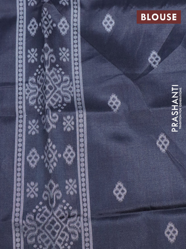 Sambalpuri semi silk saree violet and elephant grey with allover ikat weaves and thread woven border