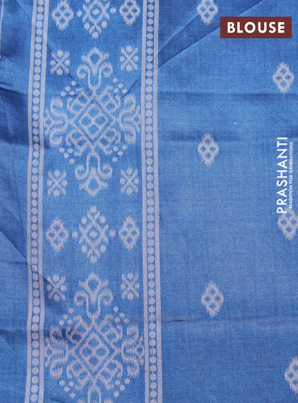 Sambalpuri semi silk saree navy blue and peacock blue with allover ikat weaves and thread woven border