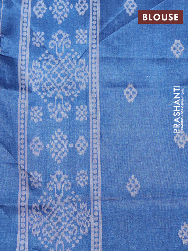 Sambalpuri semi silk saree navy blue and peacock blue with allover ikat weaves and thread woven border