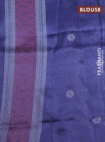 Sambalpuri semi silk saree teal gree shade and dark blue with allover ikat weaves and thread woven border