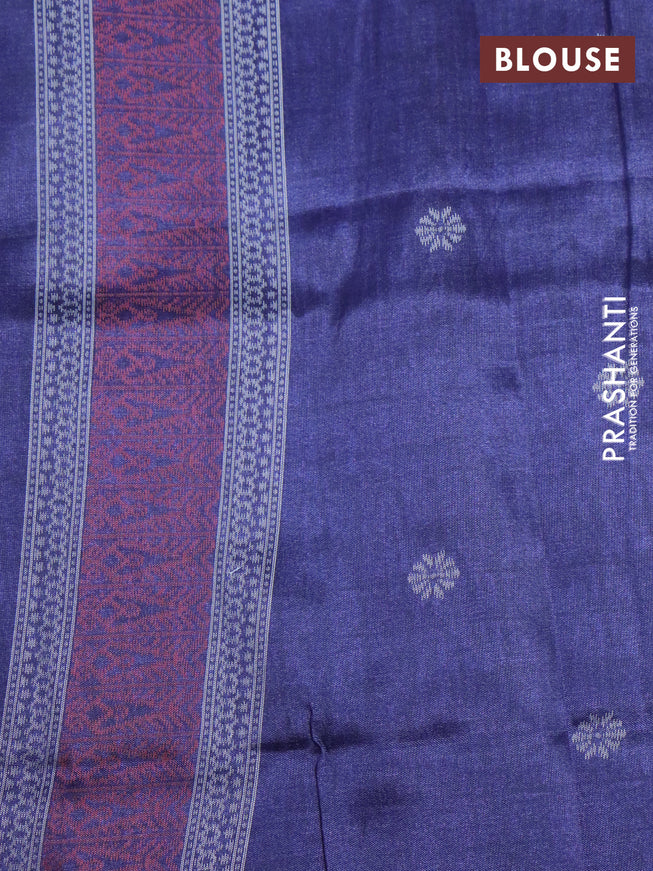 Sambalpuri semi silk saree teal gree shade and dark blue with allover ikat weaves and thread woven border