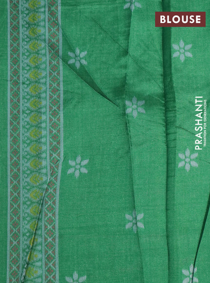 Sambalpuri semi silk saree blue and green with allover ikat weaves and thread woven border