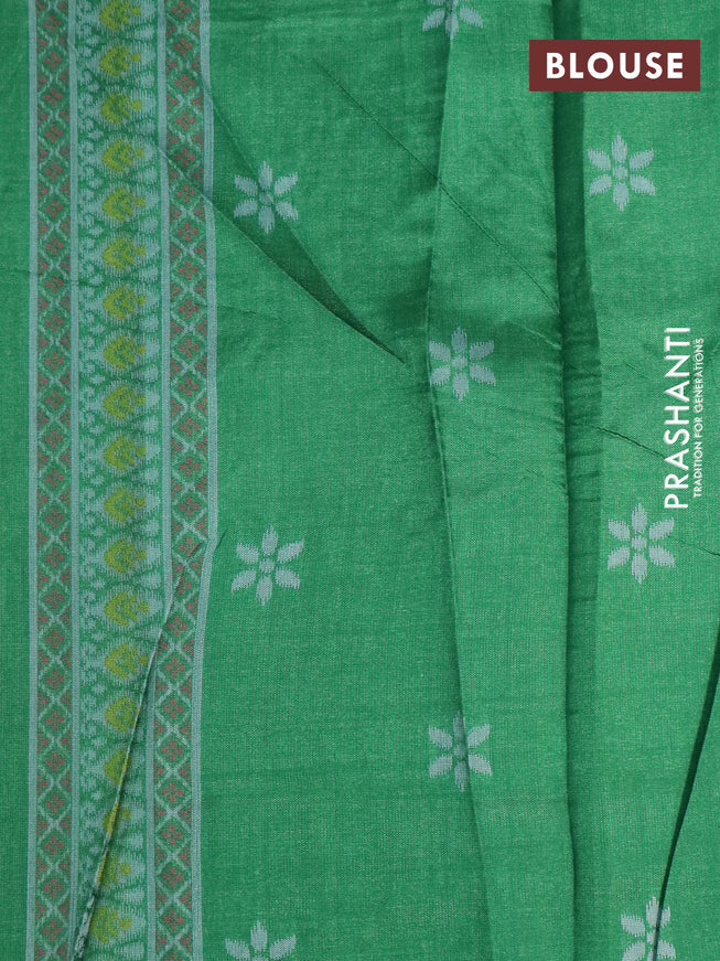 Sambalpuri semi silk saree blue and green with allover ikat weaves and thread woven border