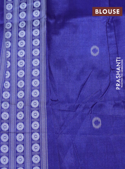 Sambalpuri semi silk saree green and blue with allover ikat weaves and thread woven border