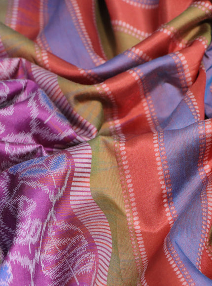 Sambalpuri semi silk saree purple and multi colour with allover ikat weaves and thread woven border