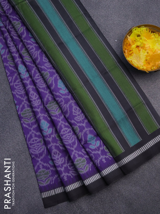 Sambalpuri semi silk saree violet and multi colour with allover ikat weaves and thread woven border