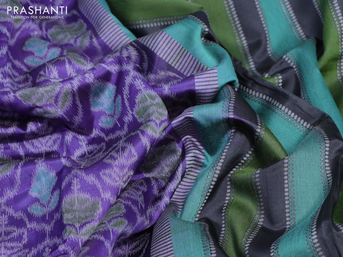 Sambalpuri semi silk saree violet and multi colour with allover ikat weaves and thread woven border