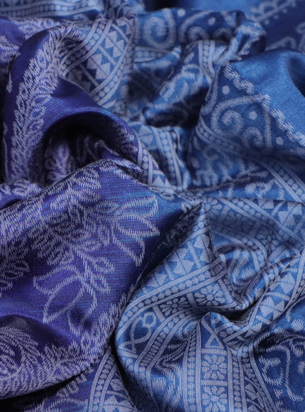 Sambalpuri semi silk saree navy blue and peacock blue with allover ikat weaves and thread woven border