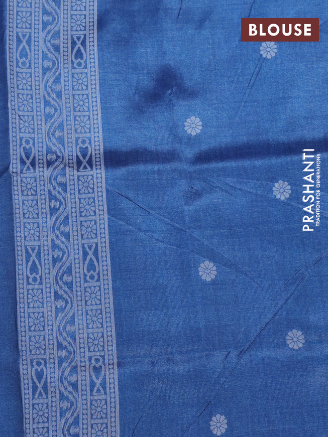 Sambalpuri semi silk saree navy blue and peacock blue with allover ikat weaves and thread woven border