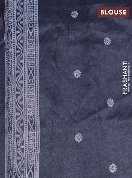 Sambalpuri semi silk saree violet and elephant grey with allover ikat weaves and thread woven border