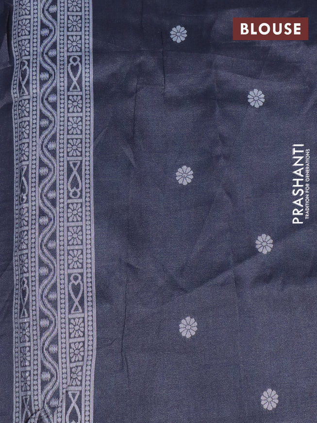 Sambalpuri semi silk saree violet and elephant grey with allover ikat weaves and thread woven border