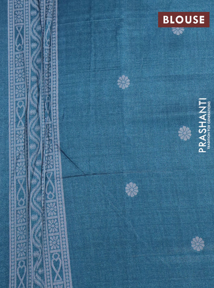 Sambalpuri semi silk saree wine shade and teal green with allover ikat weaves and thread woven border