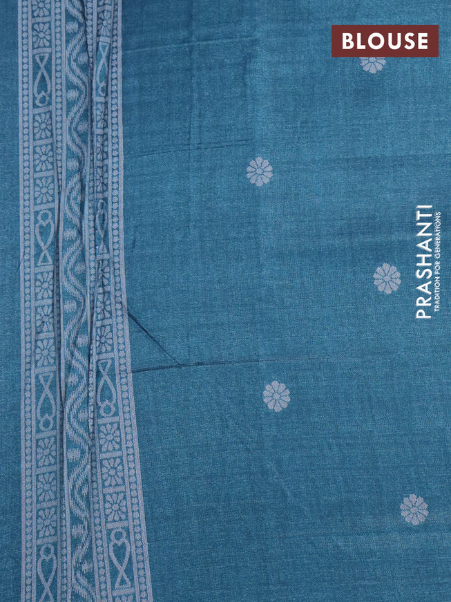 Sambalpuri semi silk saree wine shade and teal green with allover ikat weaves and thread woven border