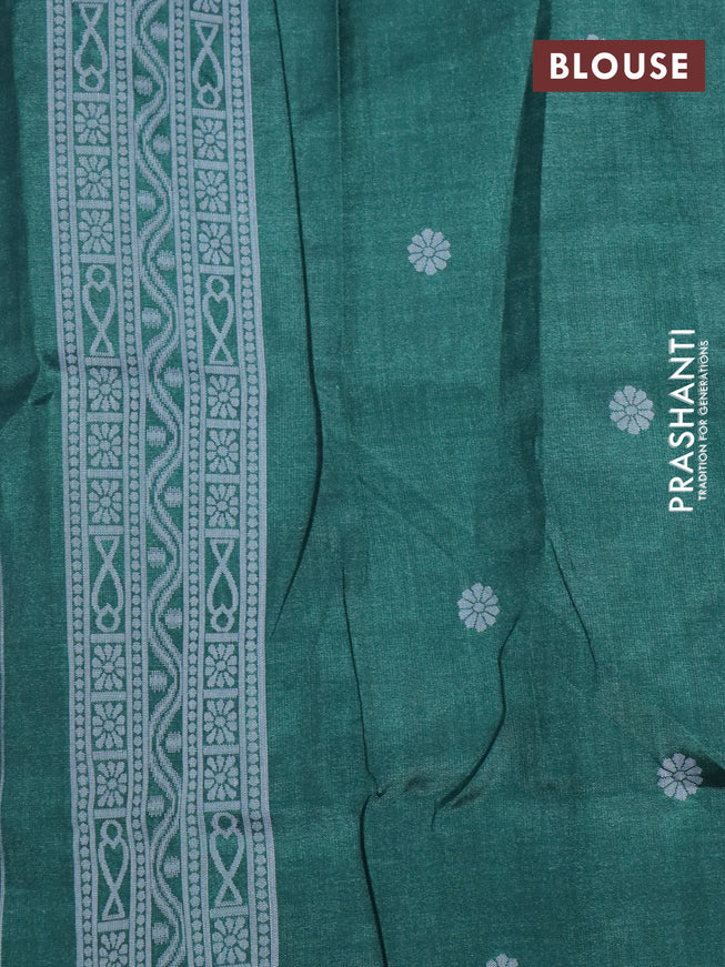 Sambalpuri semi silk saree maroon and green with allover ikat weaves and thread woven border