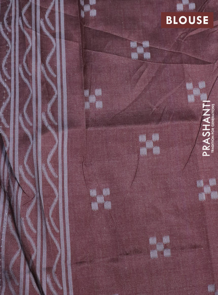 Sambalpuri semi silk saree green and brown with allover ikat weaves and thread woven border