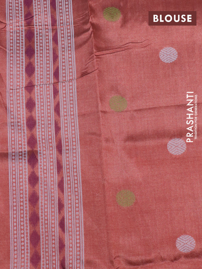 Sambalpuri semi silk saree blue and brown with allover ikat butta weaves and thread woven border