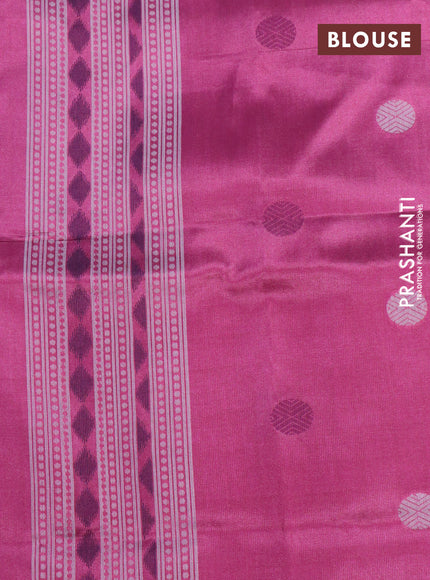 Sambalpuri semi silk saree teal green shade and pink shade with allover ikat butta weaves and thread woven border