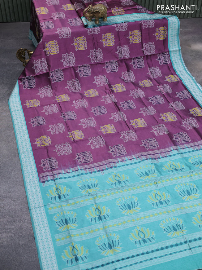 Sambalpuri semi silk saree wine shade and teal green with allover ikat butta weaves and thread woven border