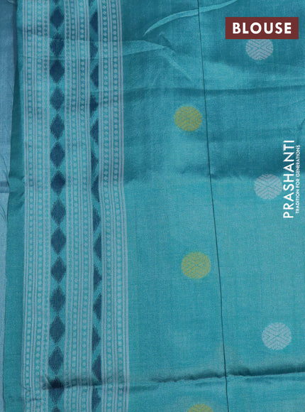 Sambalpuri semi silk saree wine shade and teal green with allover ikat butta weaves and thread woven border