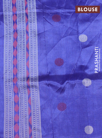 Sambalpuri semi silk saree green and violet with allover ikat butta weaves and thread woven border