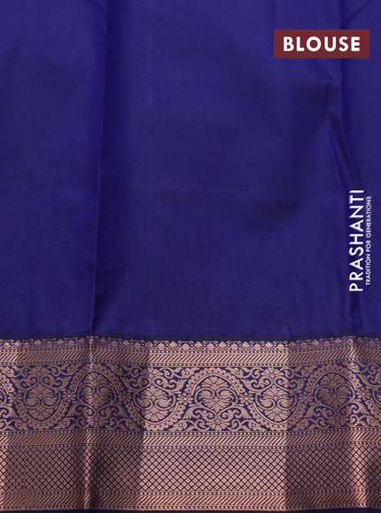 Bangalori silk saree cs blue and dark blue with allover copper zari woven brocade pattern and zari woven border