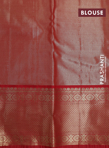 Bangalori tissue silk saree cream and red with allover zari weaves and zari woven border