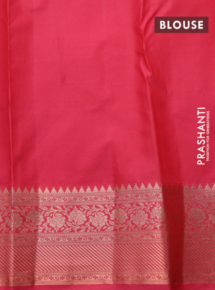 Bangalori silk saree black and reddish pink with allover copper zari weaves and zari woven border